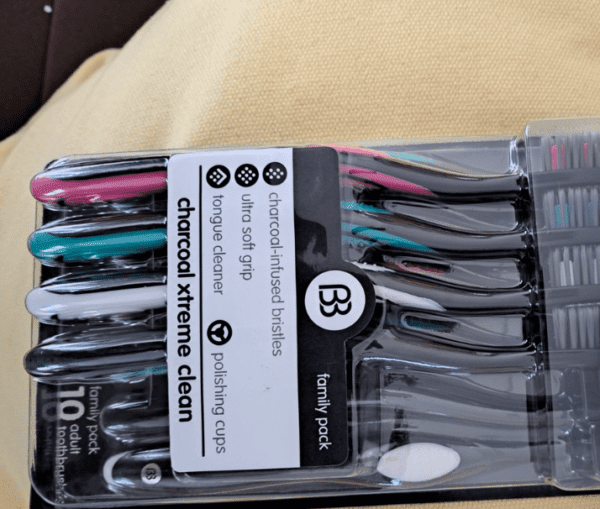 10 Adult Charcoal Toothbrushes