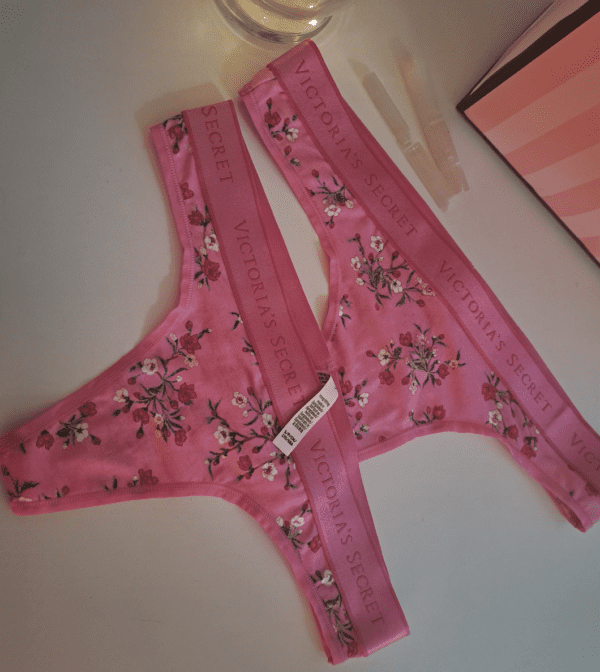 Victorias Secret:  pink floral thong - S