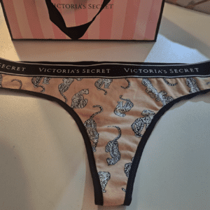 Victorias Secret:   black and beige thong - animal - XL