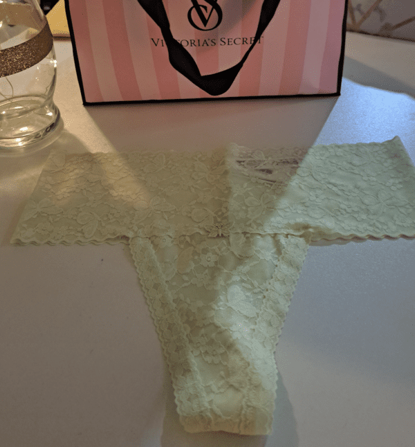 Victorias Secret: Pink:  green lace thong - S